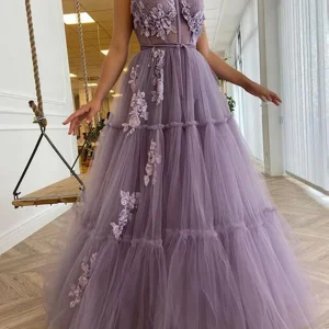 Robe de Bal Longue Lilas