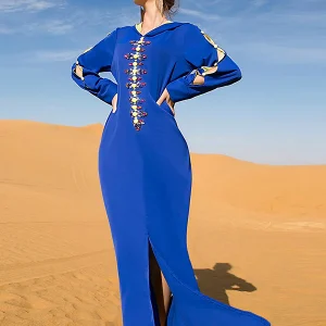Robe Djellaba Bleu Royal Pour Femmes