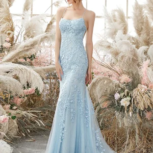 Robe de bal de fin d'année sirène à bretelles spaghetti