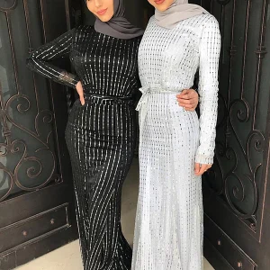 Robe à Paillettes Élégante à la Mode Musulmane