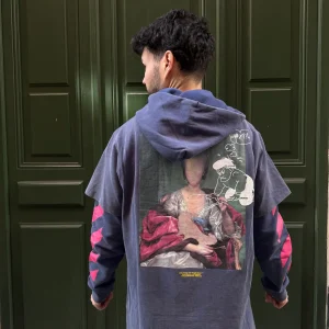 Hoodie Off White gris / navy