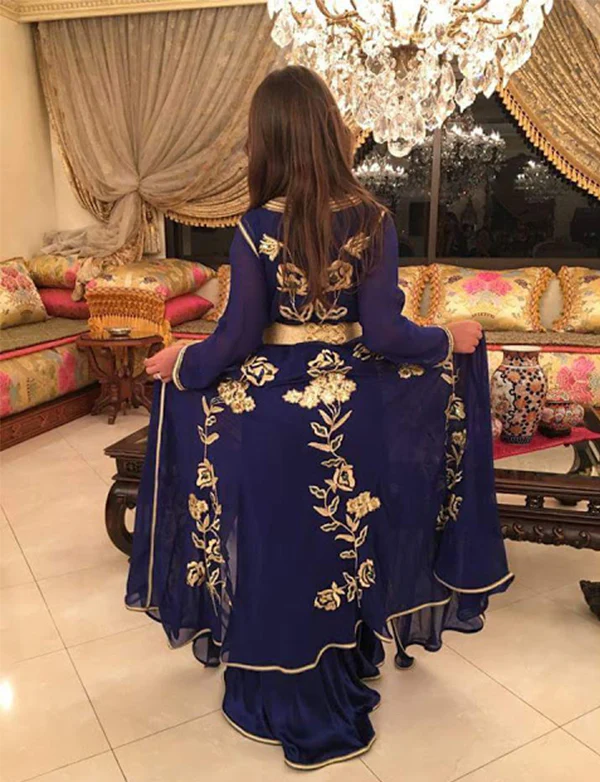 Takchita Mousseline Petite Fille Bleu Marine – Image 3