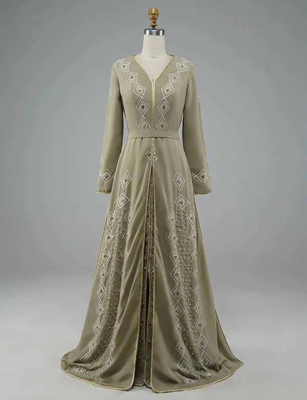 Robe de Soirée Caftan Marocain Grise