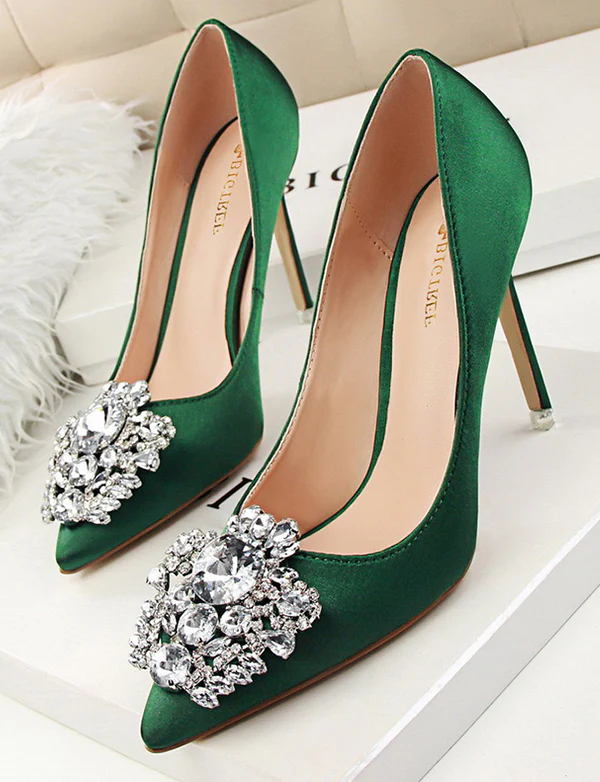 Satin Strass Pompes – Image 3