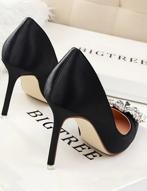 Satin Strass Pompes – Image 8