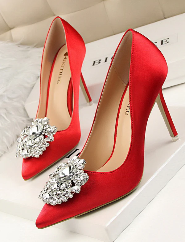 Satin Strass Pompes – Image 6