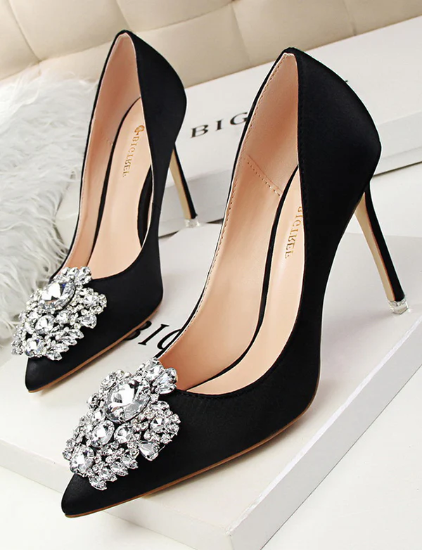 Satin Strass Pompes – Image 7