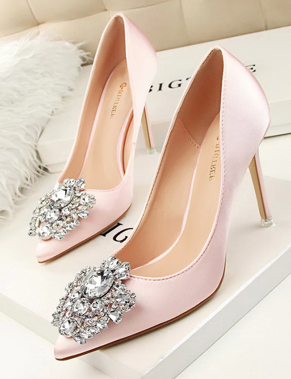 Satin Strass Pompes – Image 9