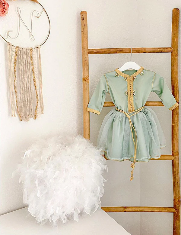 Robe Caftan Verte Enfant – Image 3