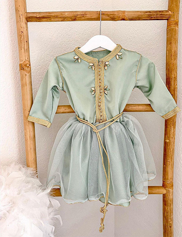 Robe Caftan Verte Enfant – Image 2