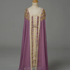 Caftan Fille Mousseline Violet