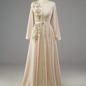 Caftan Marocain Simple Champagne