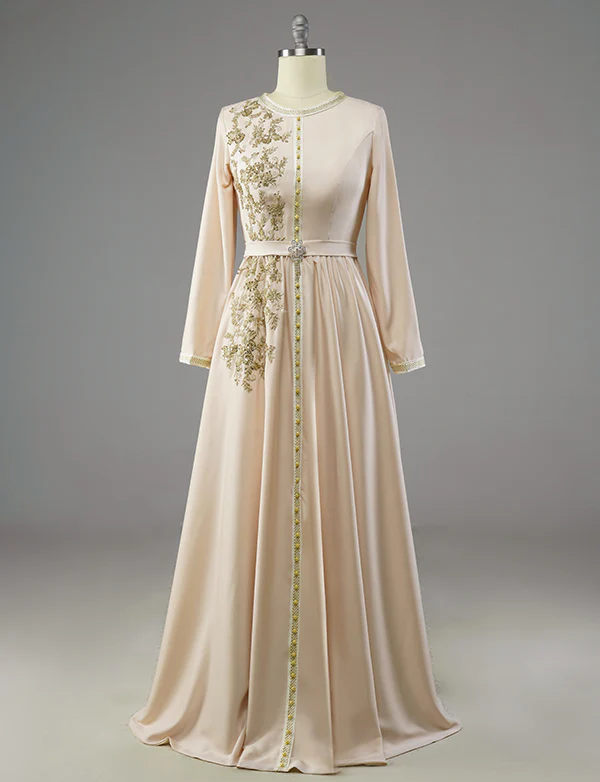 Caftan Marocain Simple Champagne