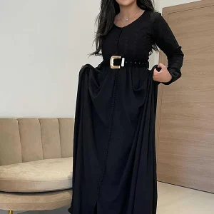 Caftan Marocain Noir avec Broderie