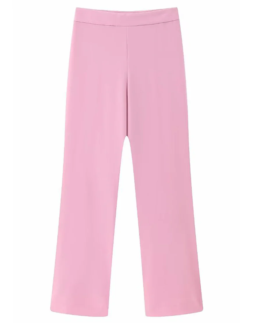 Veste de femme en deux pièces avec revers en écharpe rose et une boucle unique – Image 5