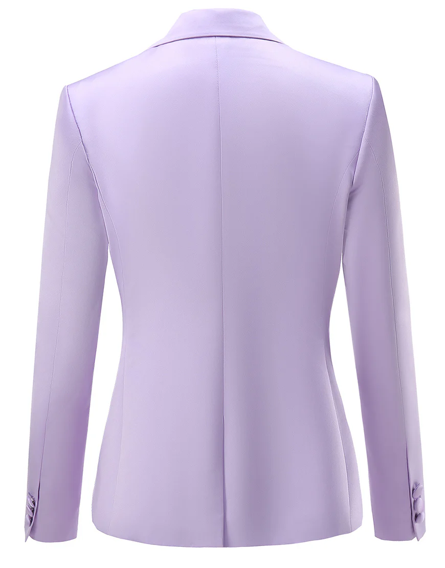 Costume pour femme taille ajustée double-breasted avec revers pointus violets – Image 5