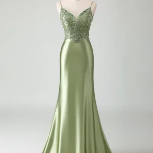 Robe de bal Sage Mermaid Spaghetti Sequin Longueur du sol