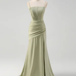 Robe de bal en spaghetti sans dos, avec ruchage, pour sirène sage