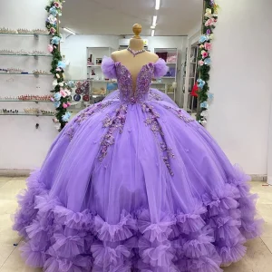 Robe de Quinceanera en tulle de princesse à épaules dénudées et nœud