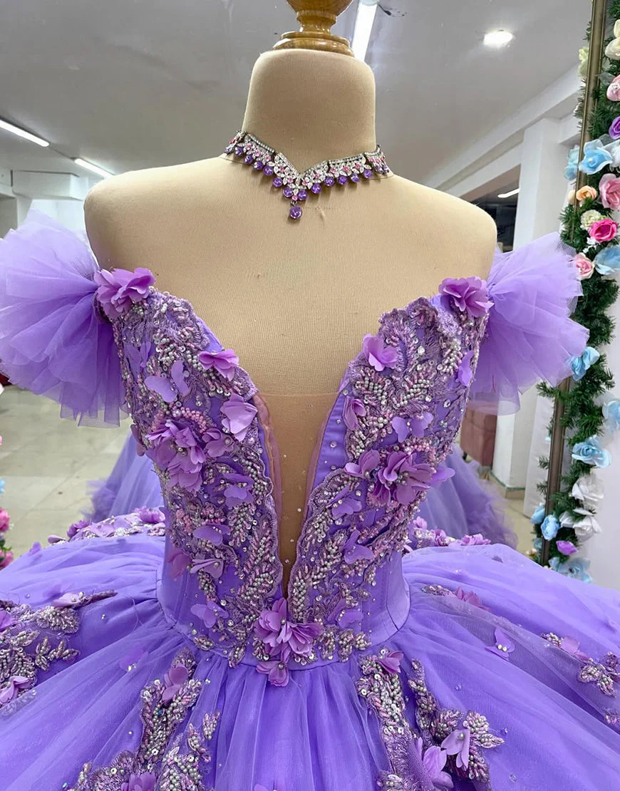 Robe de Quinceanera en tulle de princesse à épaules dénudées et nœud – Image 4