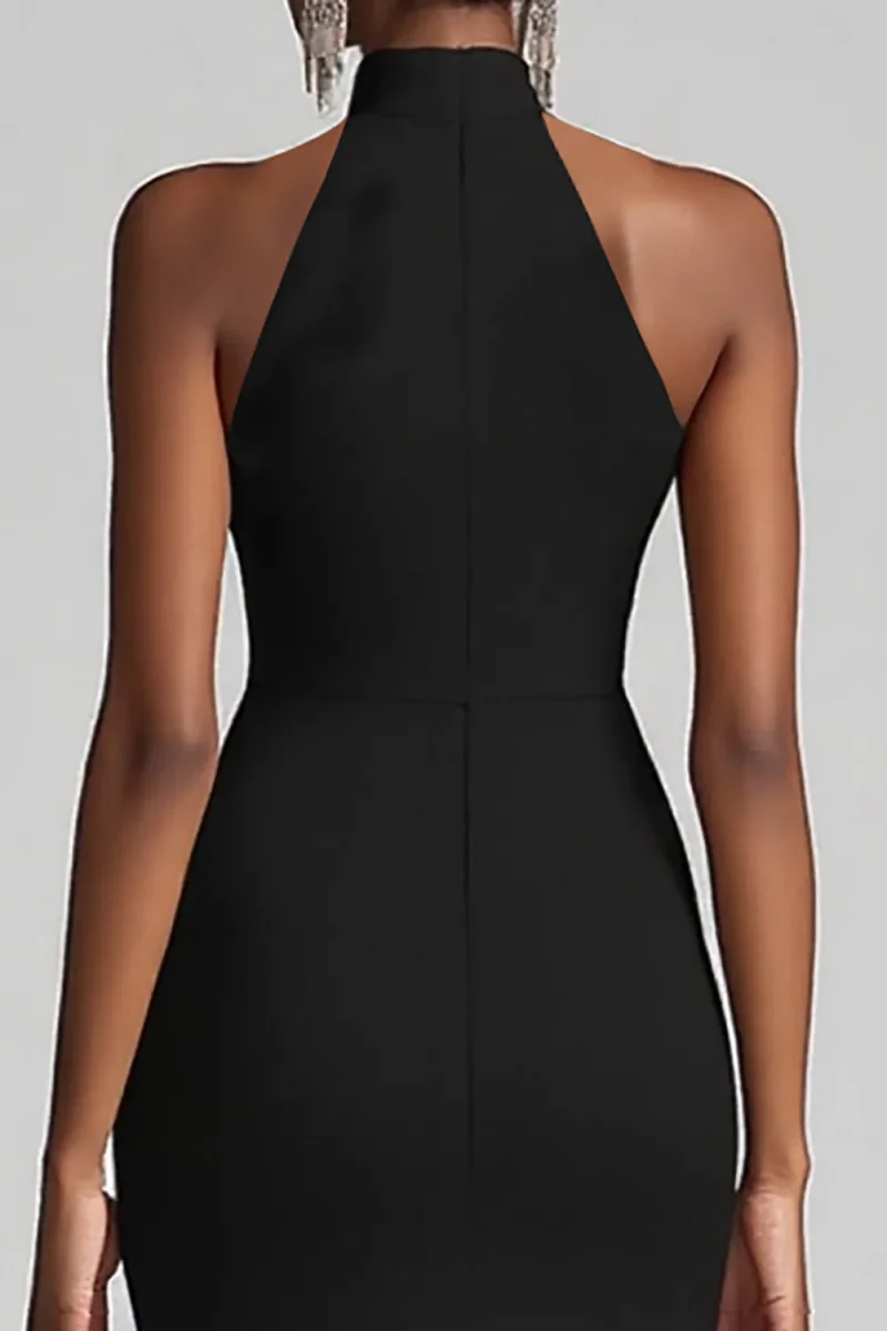 Dos nu Noir à volants Sirène Robe longue formelle avec fente – Image 5