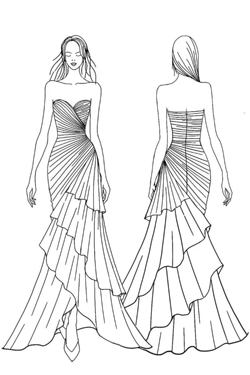 Robe formelle à volants froncés marron foncé – Image 4