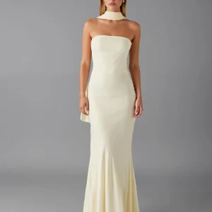 Daffodil Sirène Robe de soirée sans bretelles en mousseline de soie