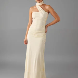 Robe de soirée dos nu fourreau ivoire