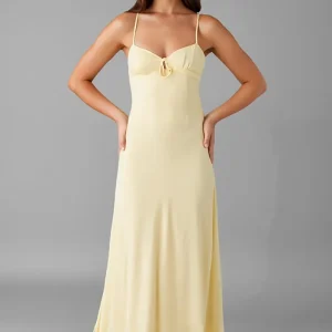 Robe de soirée longue simple fourreau ivoire