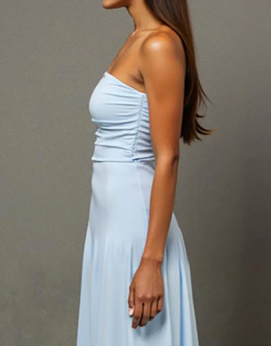 Robe de soirée longue trapèze bleu ciel avec fente – Image 5