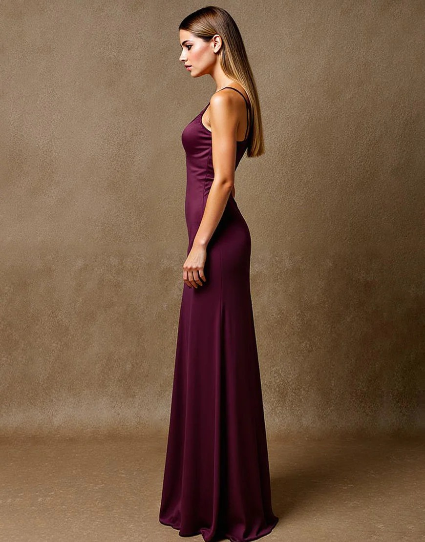 Élégante robe de soirée sirène prune maxi – Image 4