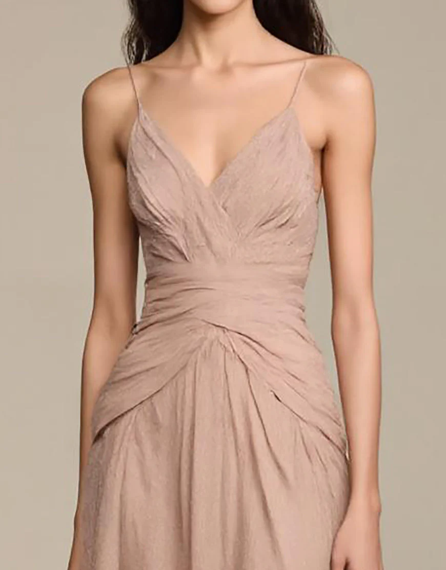 Robe maxi de bal trapèze abricot – Image 4