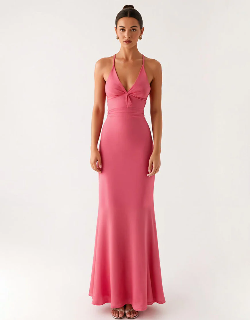 Robe de soirée fourreau rose du désert jusqu’à la cheville – Image 2