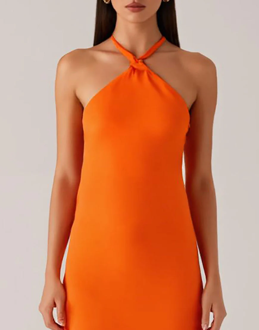 Robe de soirée dos nu fourreau orange dos nu – Image 4
