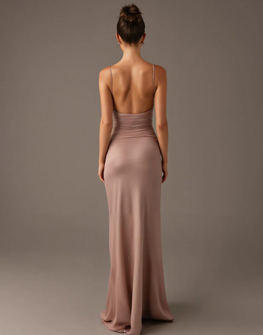 Sunset Spaghetti Straps Robe de soirée fourreau – Image 3