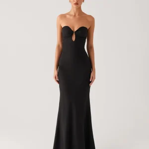 Robe bustier sirène découpée noire cravate