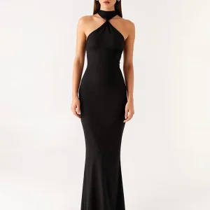 Robe cravate noire dos nu sirène