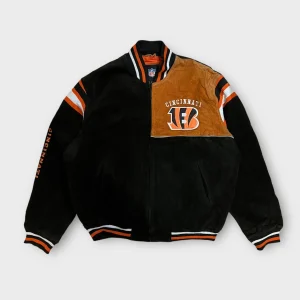 Veste Bombers Daim Vintage Des Cincinnati Bengals - L