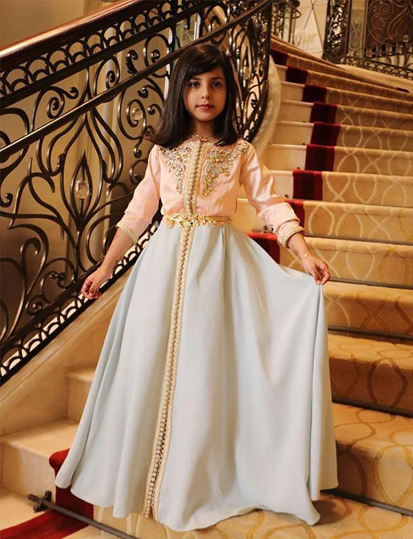 Caftan Petite Fille Rose et Bleu – Image 2