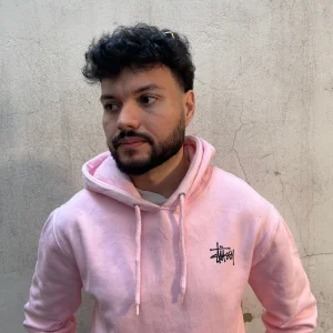 Basic hoodie Stussy rose - L