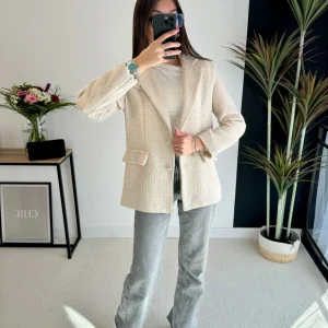 Blazer en tweed écru