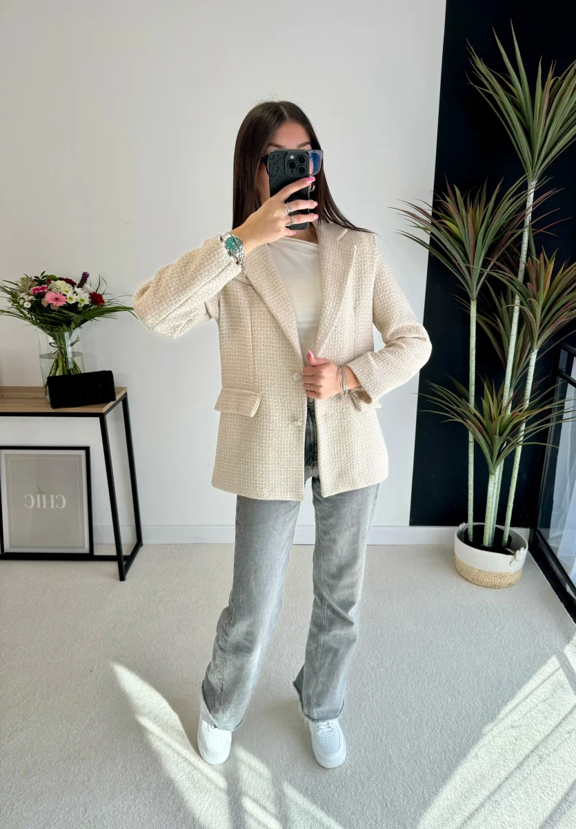 Blazer en tweed écru