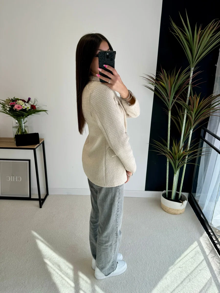 Blazer en tweed écru – Image 6