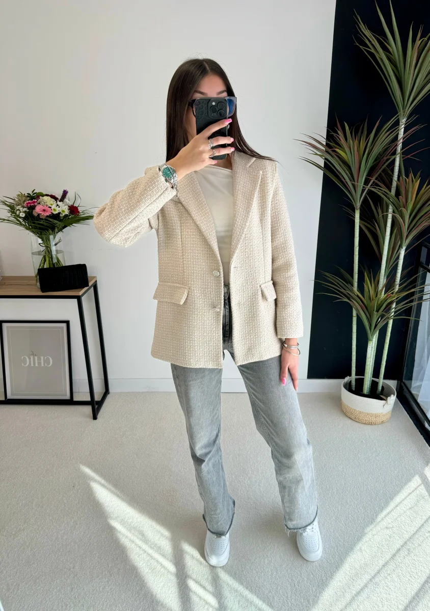 Blazer en tweed écru – Image 3