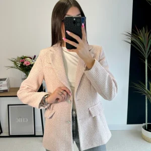 Blazer en tweed rose