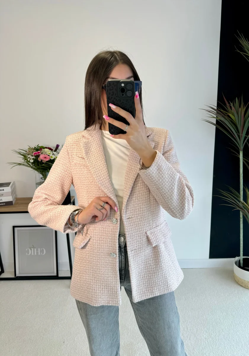 Blazer en tweed rose – Image 2