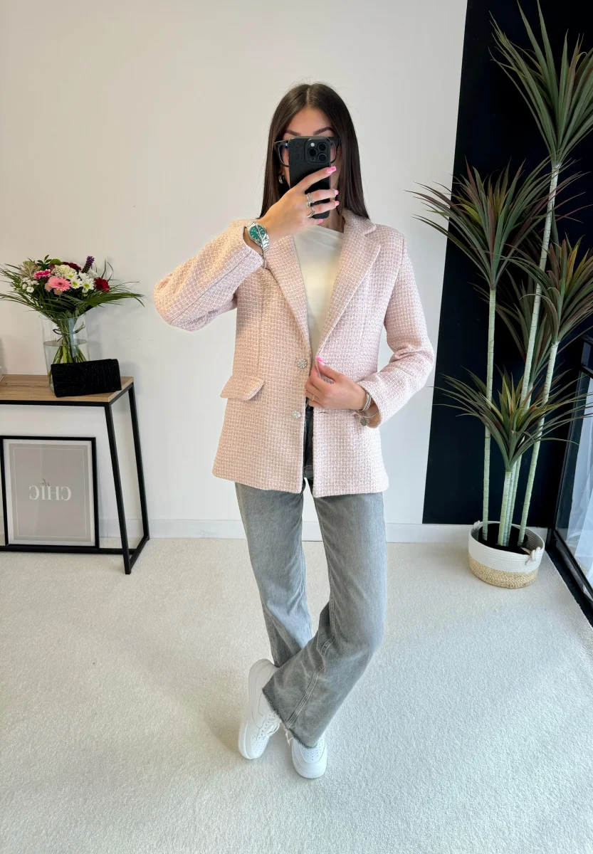Blazer en tweed rose – Image 3
