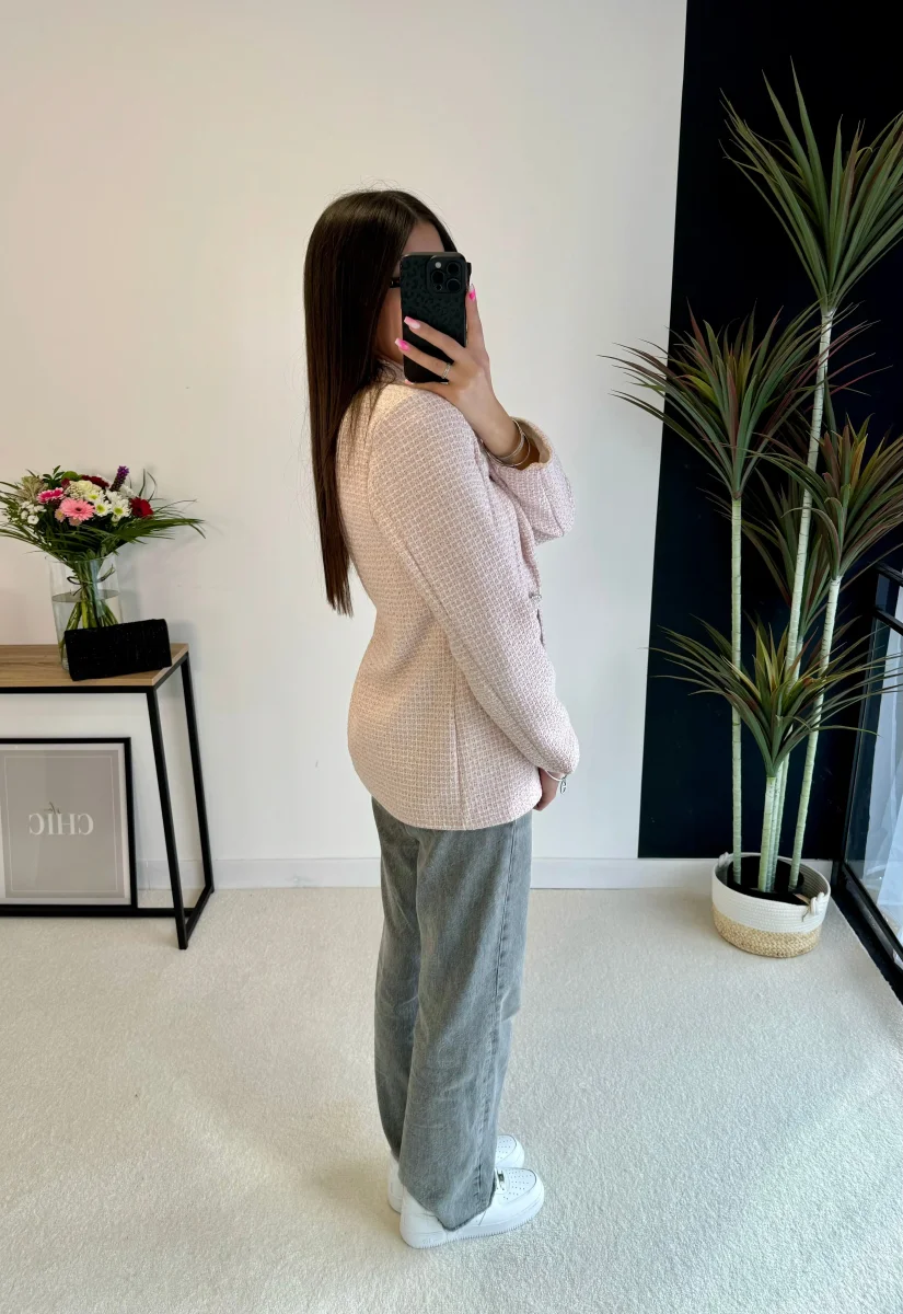 Blazer en tweed rose – Image 4