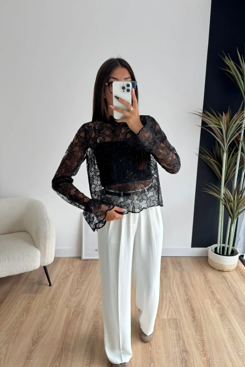 Blouse dentelle à sequins – Image 3