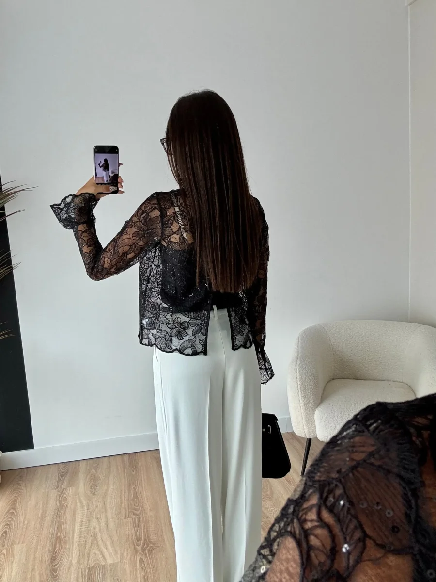 Blouse dentelle à sequins – Image 6